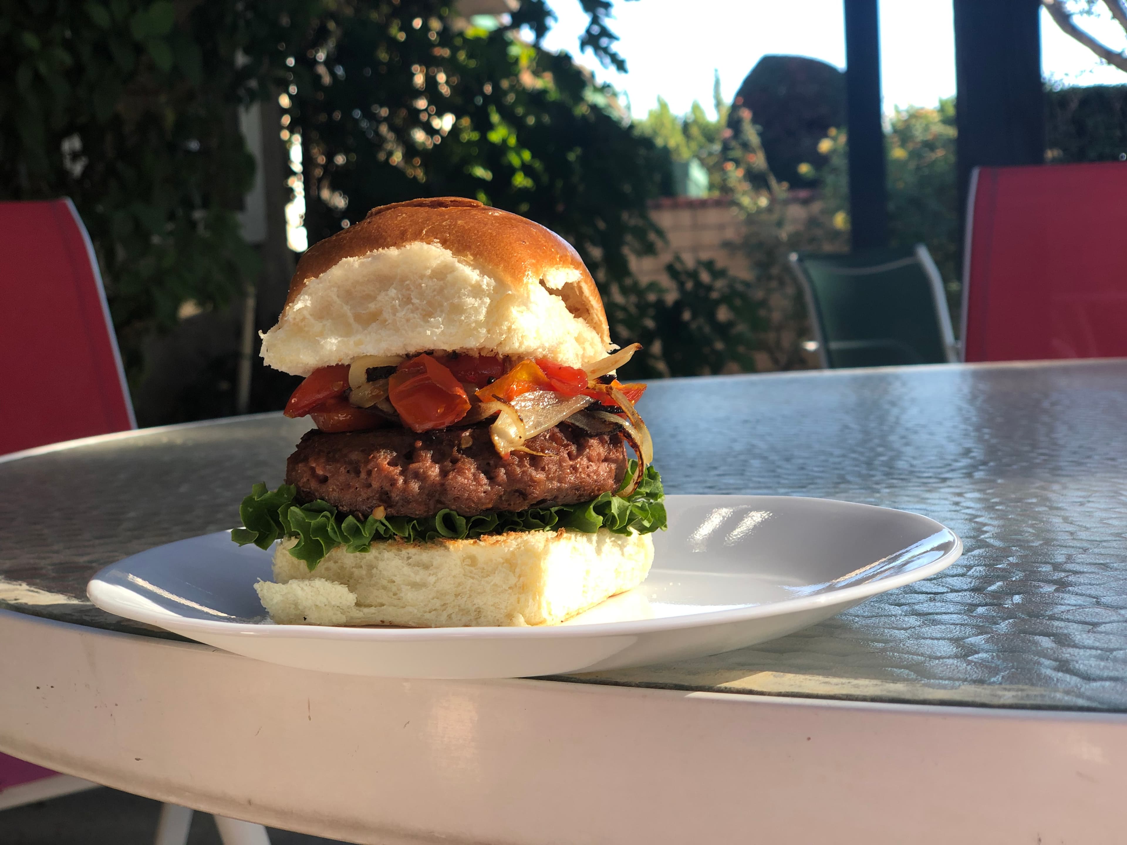 Test plate of the Above & Beyond Burger.